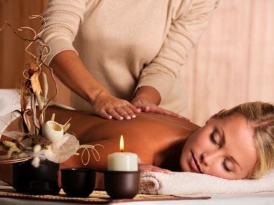 Relaxing massage with soothing atmosphere.